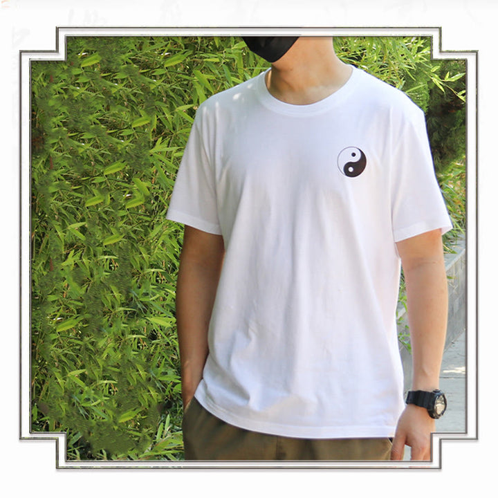 T-shirt d'été en coton à manches courtes et col rond pour homme Buddha Stones Yin Yang - image 12