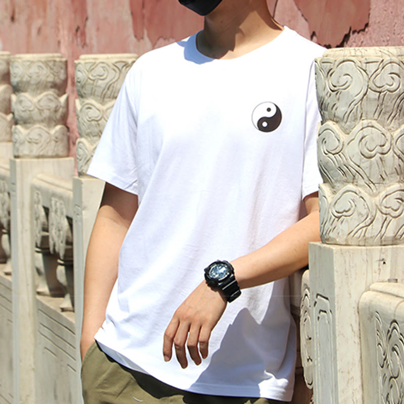 T-shirt d'été en coton à manches courtes et col rond pour homme Buddha Stones Yin Yang - image 10