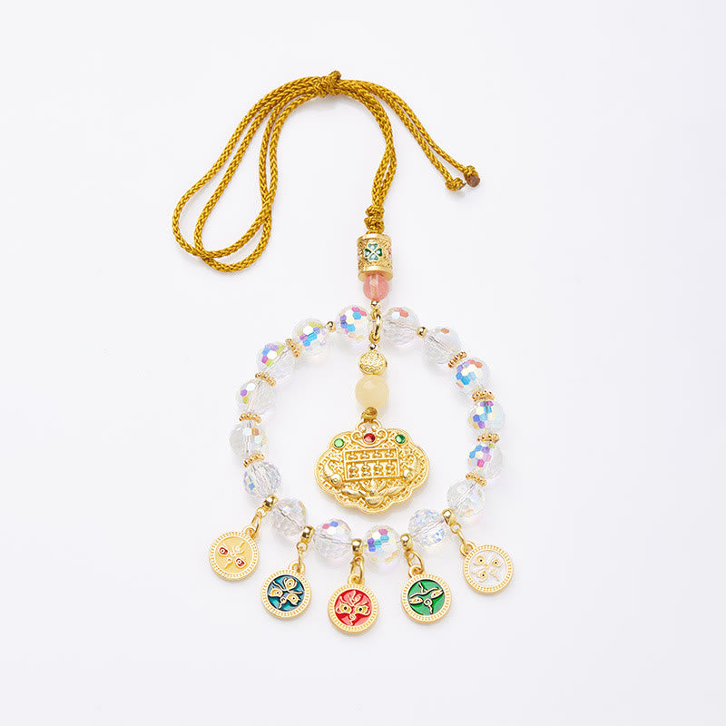 Buddha Stones Poisson Koi porte-bonheur Décoration suspendue des cinq dieux de la richesse et de la prospérité