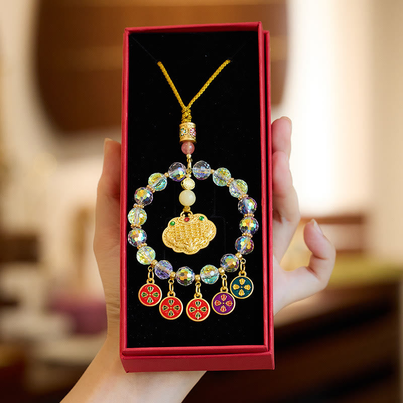 Buddha Stones Poisson Koi porte-bonheur Décoration suspendue des cinq dieux de la richesse et de la prospérité