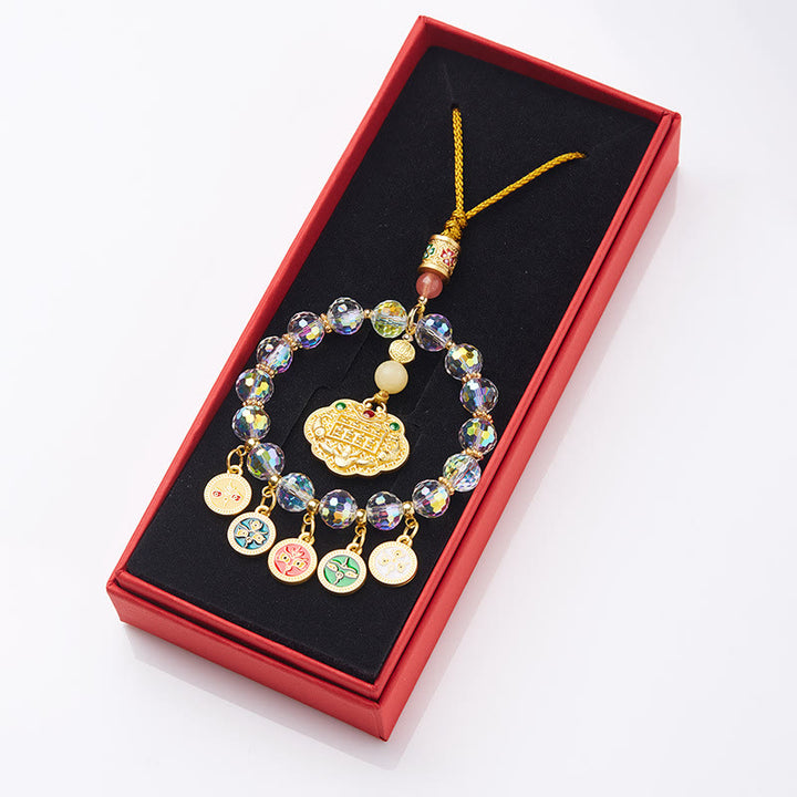 Buddha Stones Poisson Koi porte-bonheur Décoration suspendue des cinq dieux de la richesse et de la prospérité