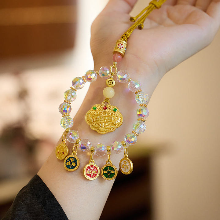 Buddha Stones Poisson Koi porte-bonheur Décoration suspendue des cinq dieux de la richesse et de la prospérité