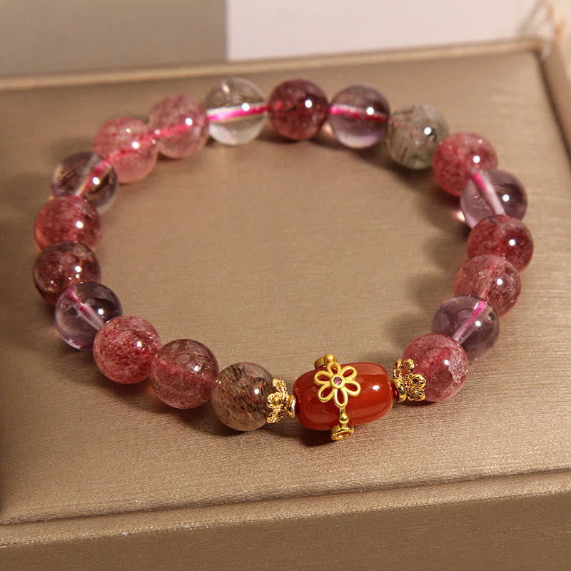 Bracelet de positivité en agate rouge naturelle Super Seven de Buddha Stones