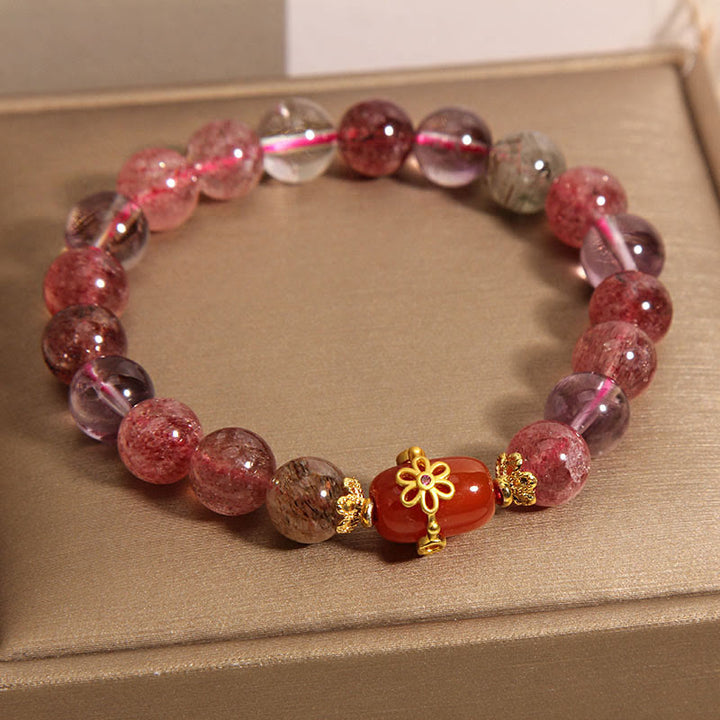 Bracelet de positivité en agate rouge naturelle Super Seven de Buddha Stones