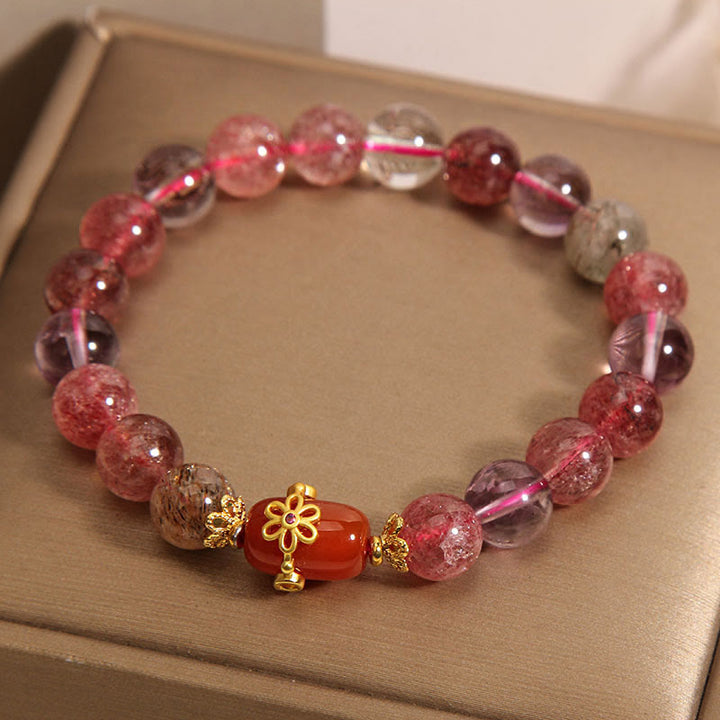 Bracelet de positivité en agate rouge naturelle Super Seven de Buddha Stones