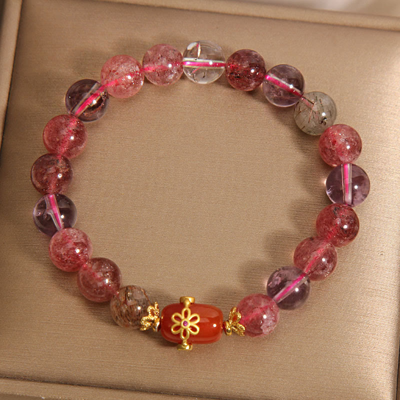 Bracelet de positivité en agate rouge naturelle Super Seven de Buddha Stones