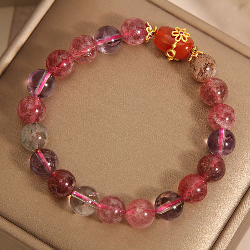 Bracelet de positivité en agate rouge naturelle Super Seven de Buddha Stones