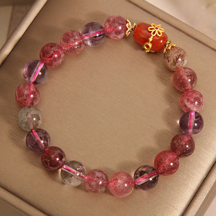 Bracelet de positivité en agate rouge naturelle Super Seven de Buddha Stones