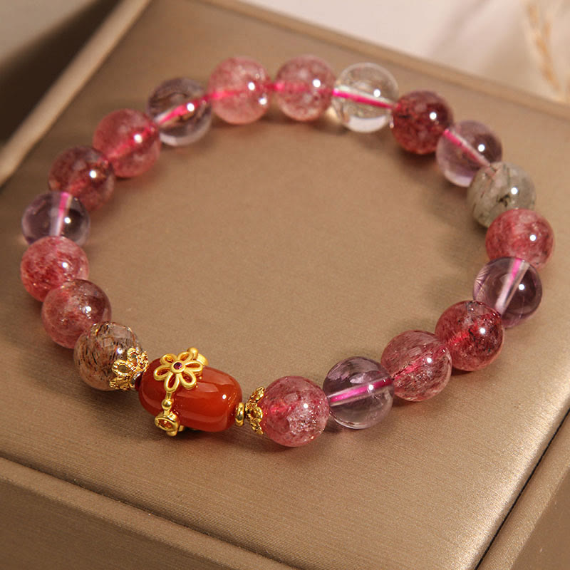 Bracelet de positivité en agate rouge naturelle Super Seven de Buddha Stones