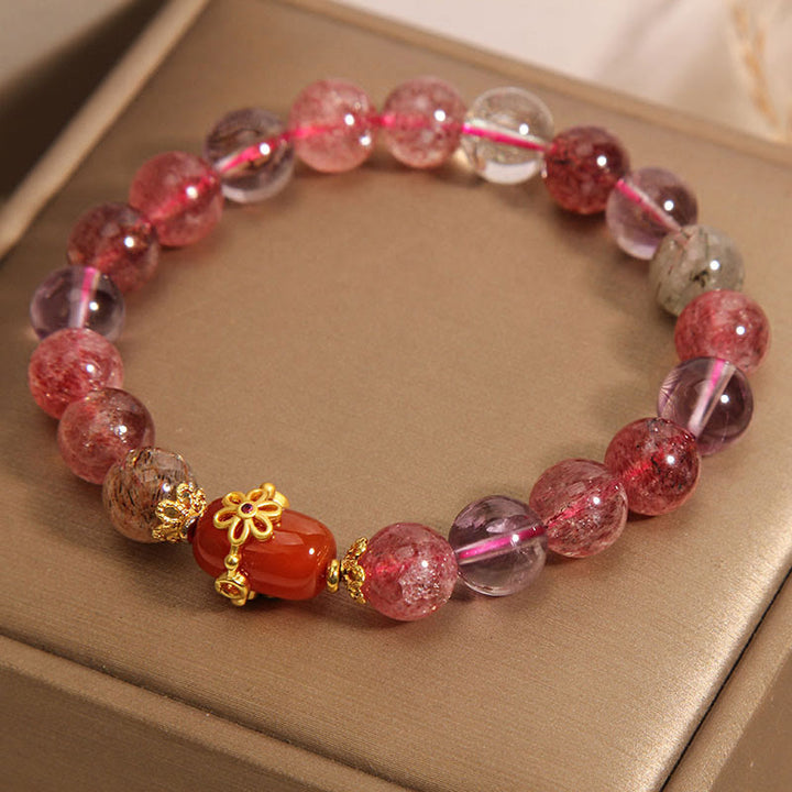 Bracelet de positivité en agate rouge naturelle Super Seven de Buddha Stones