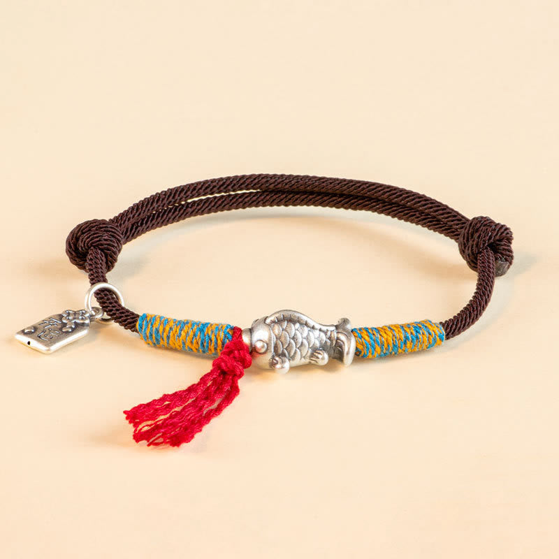 Bracelet de protection porte-bonheur en argent sterling 999 avec cordon rouge et Buddha Stones - Marron (Tour de poignet 14-18 cm) - image 14