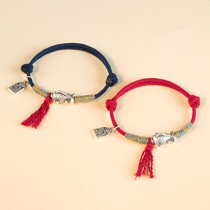 Bracelet de protection porte-bonheur en argent sterling 999 avec cordon rouge et Buddha Stones - image 1