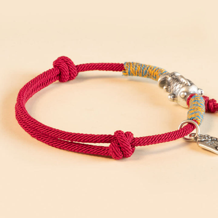 Bracelet de protection porte-bonheur en argent sterling 999 avec cordon rouge et Buddha Stones