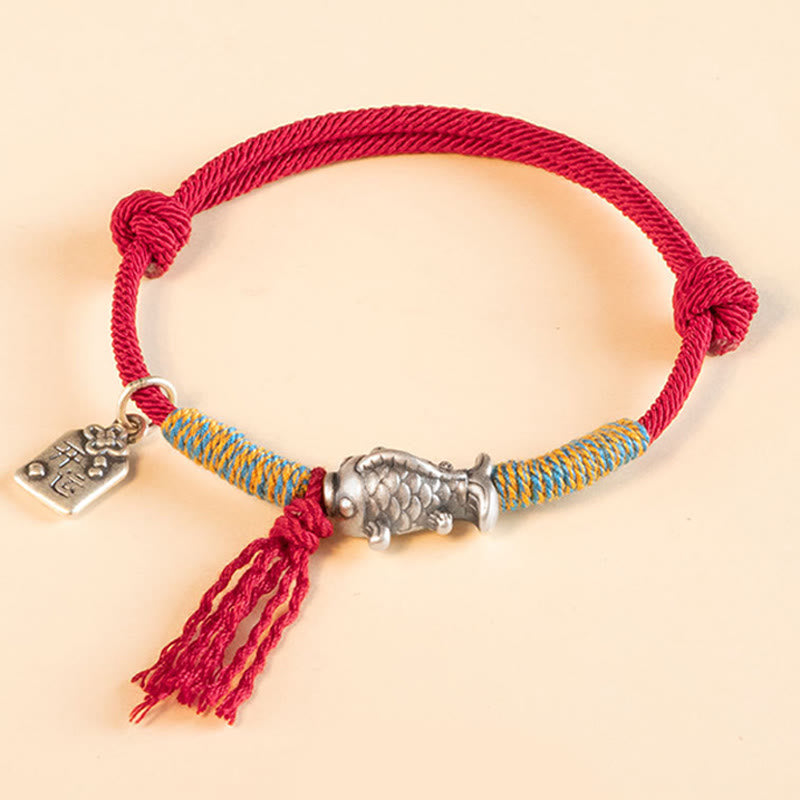 Bracelet de protection porte-bonheur en argent sterling 999 avec cordon rouge et Buddha Stones - Rouge (Tour de poignet 14-18 cm) - image 0