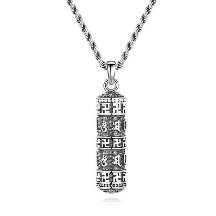 Collier pendentif sagesse chaîne torsadée avec Buddha Stones Om Mani Padme Hum Swastika - image 7