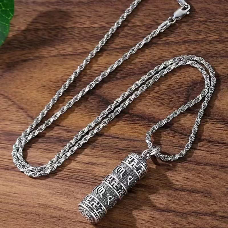 Collier pendentif sagesse chaîne torsadée avec Buddha Stones Om Mani Padme Hum Swastika - image 2