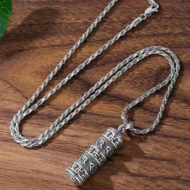 Collier pendentif sagesse chaîne torsadée avec Buddha Stones Om Mani Padme Hum Swastika - image 2