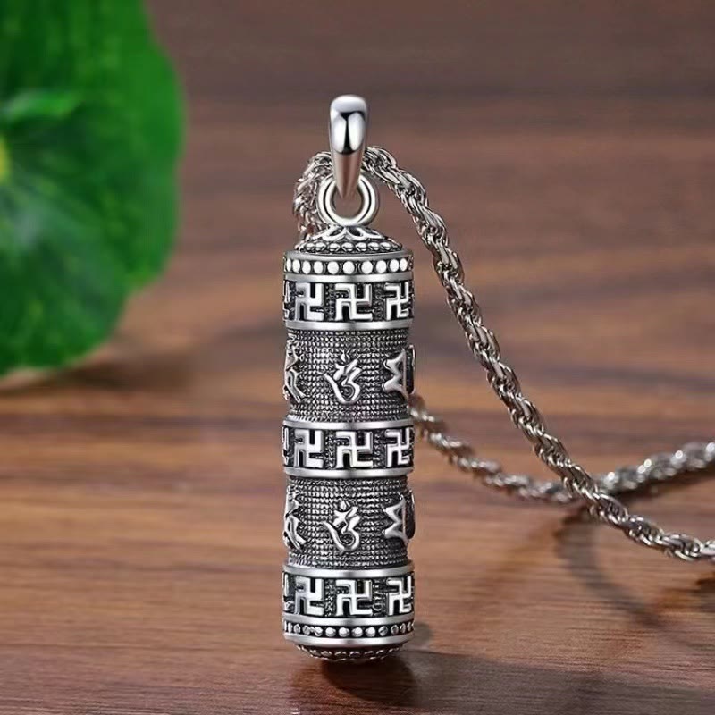 Collier pendentif sagesse chaîne torsadée avec Buddha Stones Om Mani Padme Hum Swastika - Collier pendentif Six True Words (avec chaîne torsadée) - image 1