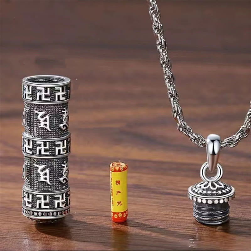 Collier pendentif sagesse chaîne torsadée avec Buddha Stones Om Mani Padme Hum Swastika - image 4