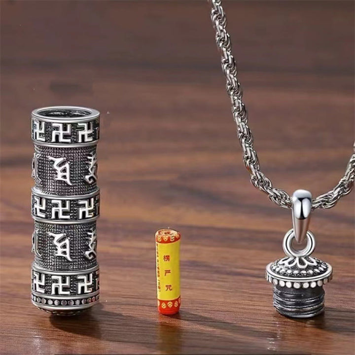Collier pendentif sagesse chaîne torsadée avec Buddha Stones Om Mani Padme Hum Swastika - image 4