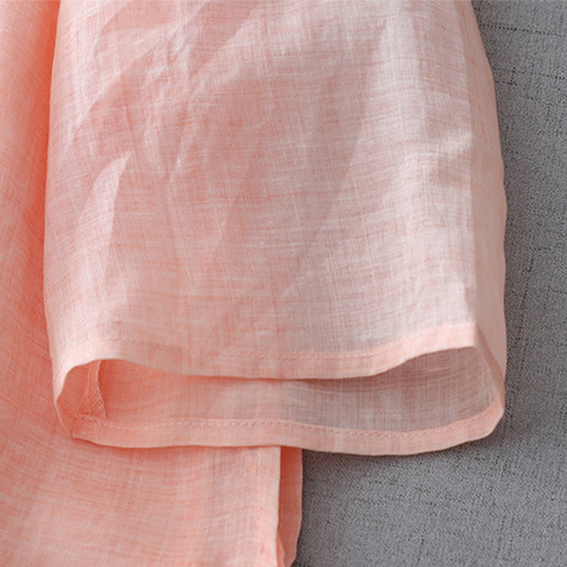 Chemise en coton et lin à double épaisseur et manches trois-quarts avec boutons grenouille et Buddha Stones - image 21