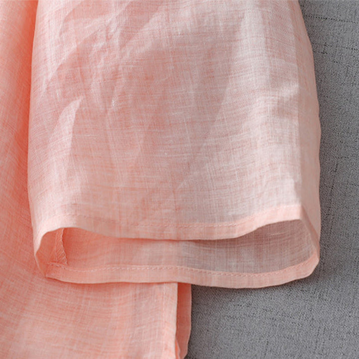 Chemise en coton et lin à double épaisseur et manches trois-quarts avec boutons grenouille et Buddha Stones - image 21