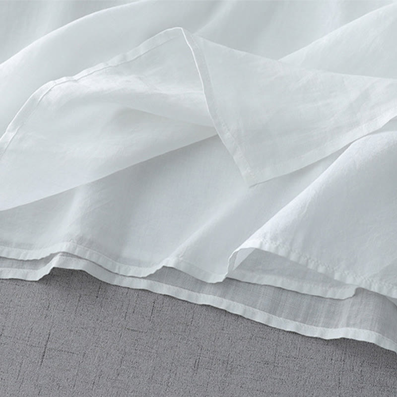 Chemise en coton et lin à double épaisseur et manches trois-quarts avec boutons grenouille et Buddha Stones - image 4