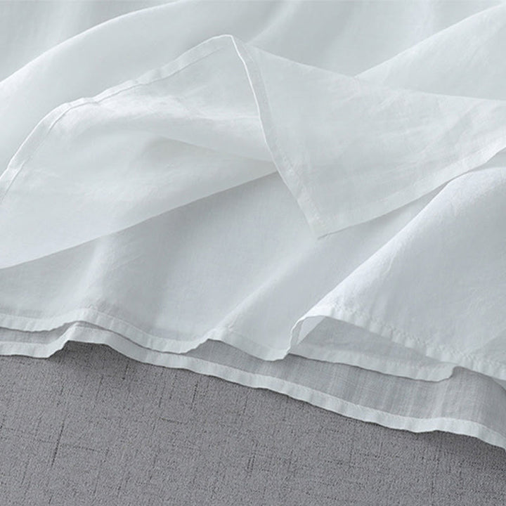 Chemise en coton et lin à double épaisseur et manches trois-quarts avec boutons grenouille et Buddha Stones - image 4