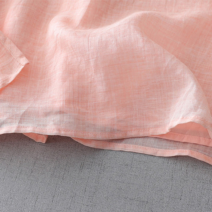 Chemise en coton et lin à double épaisseur et manches trois-quarts avec boutons grenouille et Buddha Stones - image 20