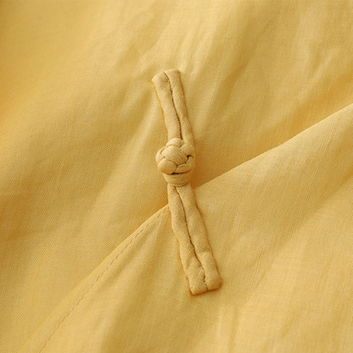Chemise en coton et lin à double épaisseur et manches trois-quarts avec boutons grenouille et Buddha Stones - image 11