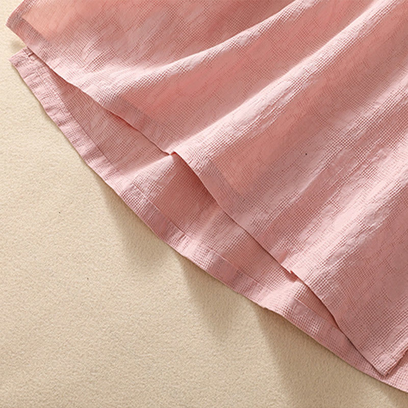 Chemise en coton et lin à manches courtes avec broderie de fleurs de prunier et Buddha Stones - image 9