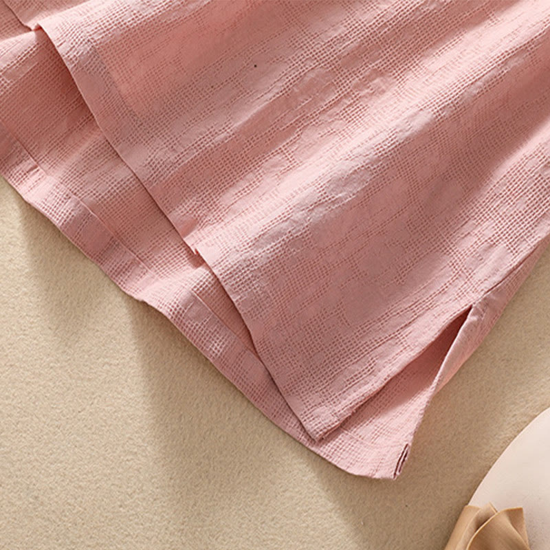 Chemise en coton et lin à manches courtes avec broderie de fleurs de prunier et Buddha Stones - image 10