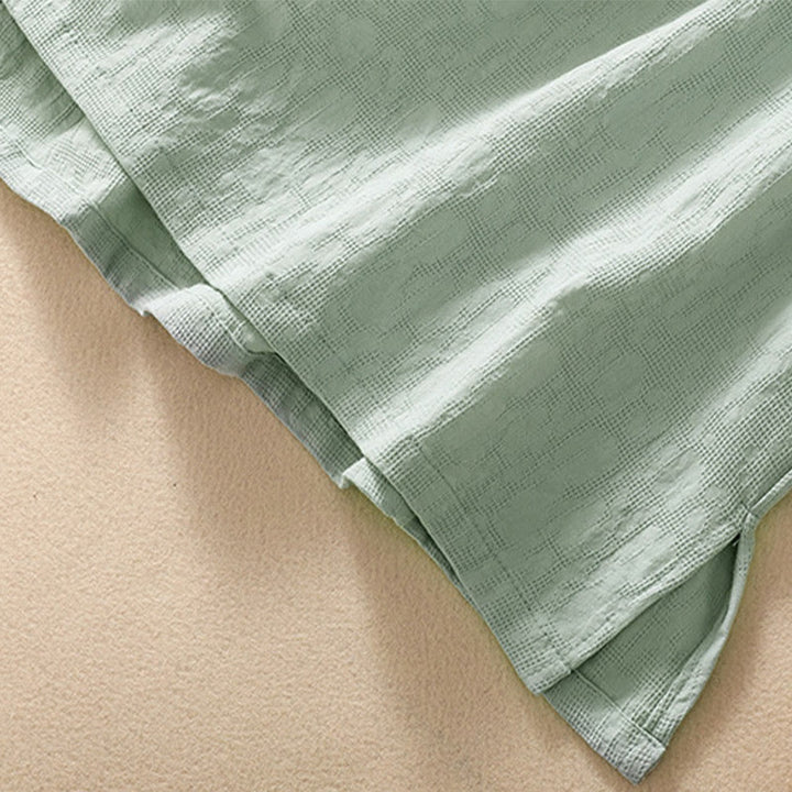 Chemise en coton et lin à manches courtes avec broderie de fleurs de prunier et Buddha Stones - image 17