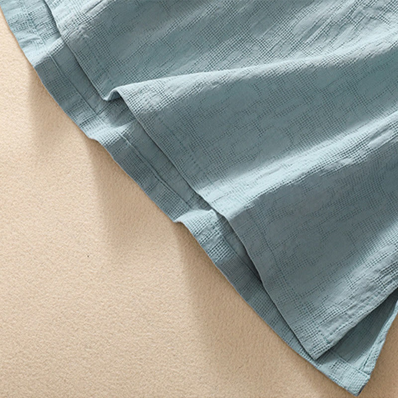 Chemise en coton et lin à manches courtes avec broderie de fleurs de prunier et Buddha Stones - image 23