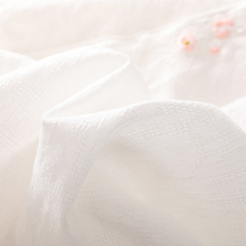 Chemise en coton et lin à manches courtes avec broderie de fleurs de prunier et Buddha Stones - image 32