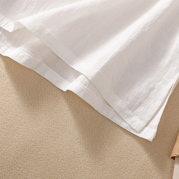 Chemise en coton et lin à manches courtes avec broderie de fleurs de prunier et Buddha Stones - image 31