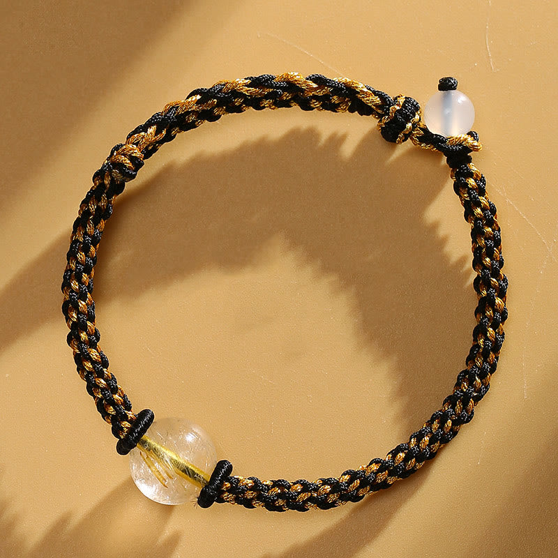 Bracelet tressé en perles de cristal rose et quartz rutile doré fait main en agate rouge et améthyste de Buddha Stones