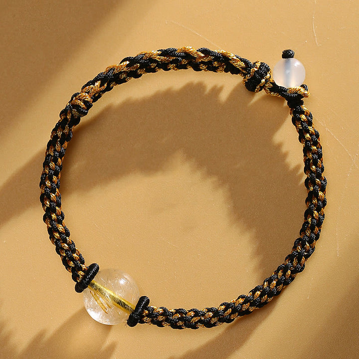 Bracelet tressé en perles de cristal rose et quartz rutile doré fait main en agate rouge et améthyste de Buddha Stones
