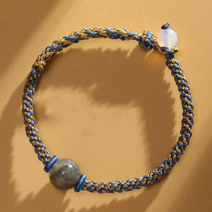 Bracelet tressé en perles de cristal rose et quartz rutile doré fait main en agate rouge et améthyste de Buddha Stones