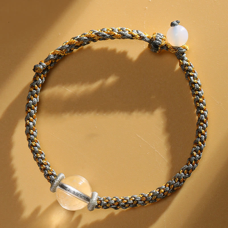 Bracelet tressé en perles de cristal rose et quartz rutile doré fait main en agate rouge et améthyste de Buddha Stones
