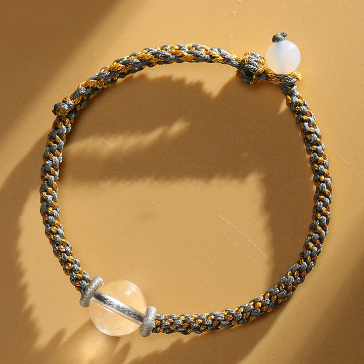 Bracelet tressé en perles de cristal rose et quartz rutile doré fait main en agate rouge et améthyste de Buddha Stones