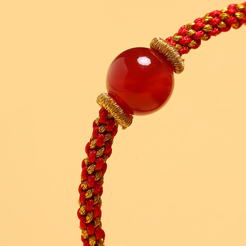 Bracelet tressé en perles de cristal rose et quartz rutile doré fait main en agate rouge et améthyste de Buddha Stones