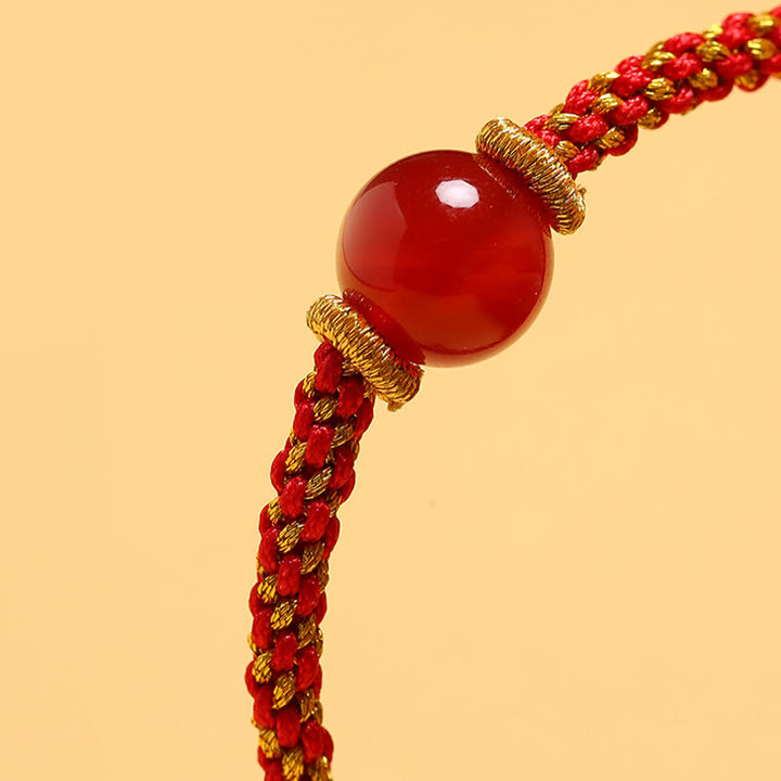 Bracelet tressé en perles de cristal rose et quartz rutile doré fait main en agate rouge et améthyste de Buddha Stones
