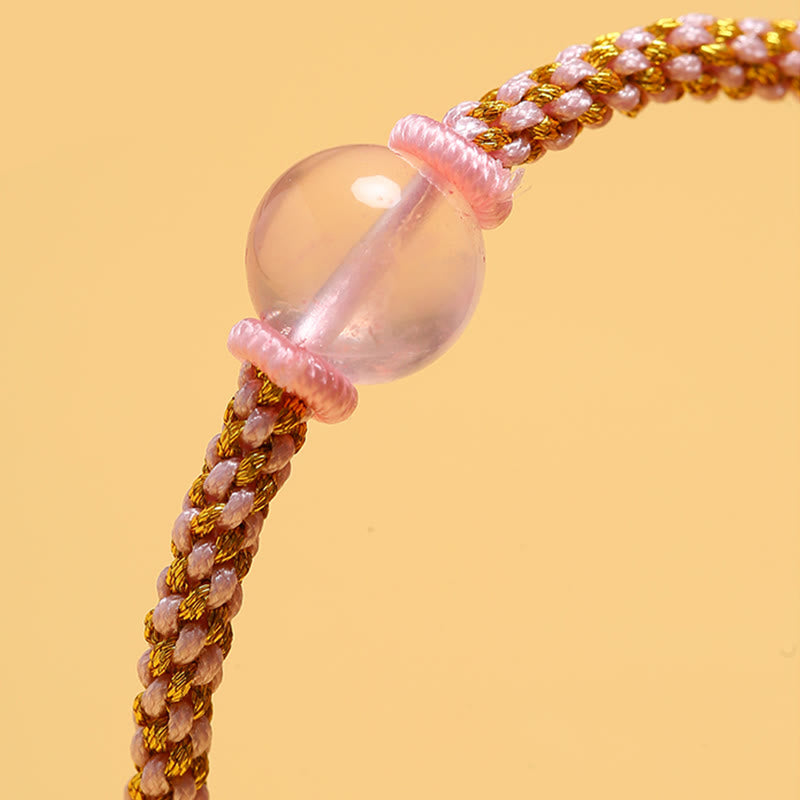 Bracelet tressé en perles de cristal rose et quartz rutile doré fait main en agate rouge et améthyste de Buddha Stones