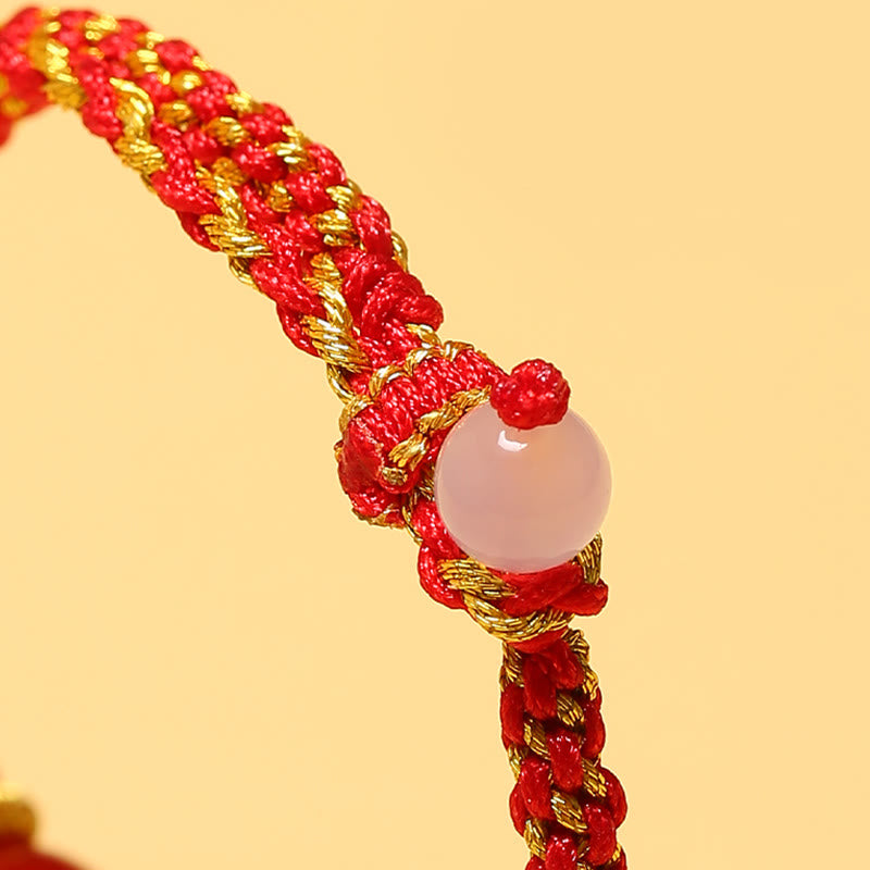Bracelet tressé en perles de cristal rose et quartz rutile doré fait main en agate rouge et améthyste de Buddha Stones
