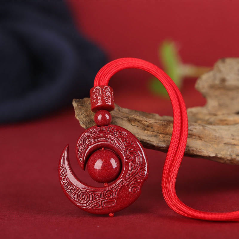 Collier pendentif en cinabre naturel Buddha Stones pour améliorer la chance