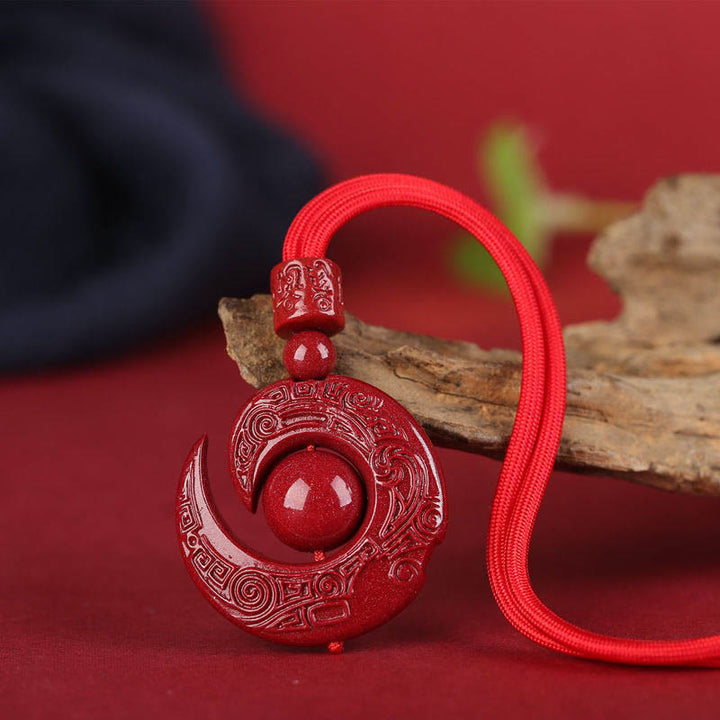Collier pendentif en cinabre naturel Buddha Stones pour améliorer la chance