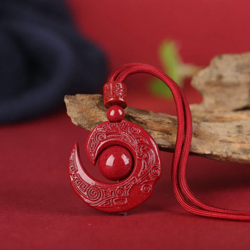 Collier pendentif en cinabre naturel Buddha Stones pour améliorer la chance