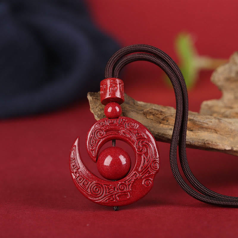 Collier pendentif en cinabre naturel Buddha Stones pour améliorer la chance