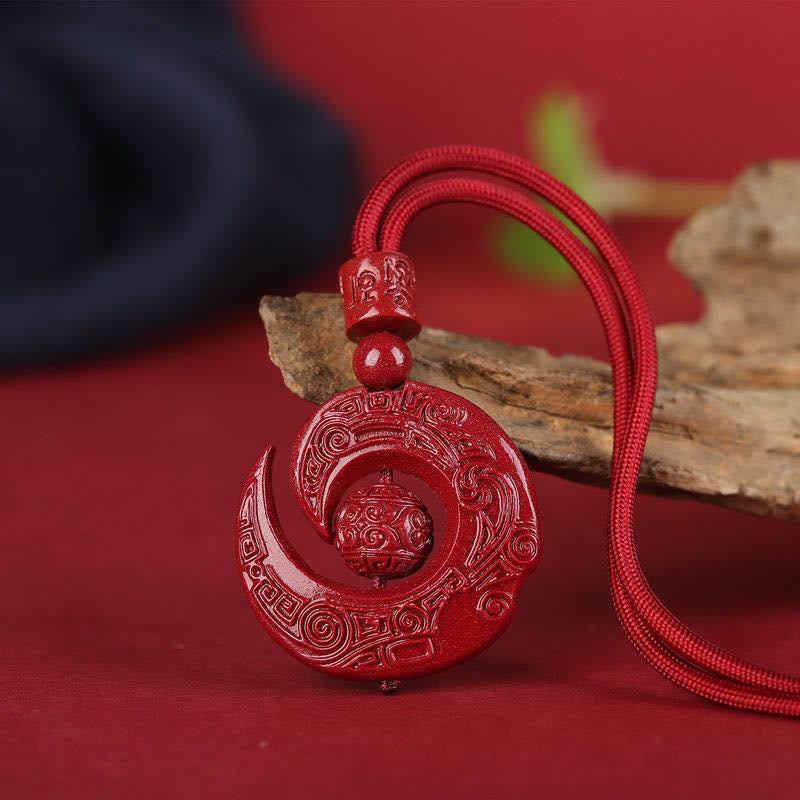 Collier pendentif en cinabre naturel Buddha Stones pour améliorer la chance